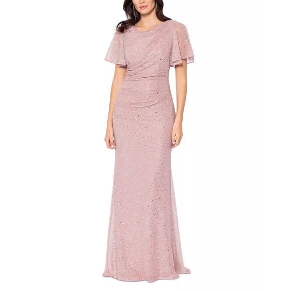 Betsy & Adam Dresses & Skirts - Betsy & Adam Women's Metallic Sequin Flutter-Sleeve Gown Rose Pink Size 12 NWT